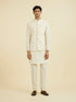 Manyavar Cream Brocade Nehru Jacket