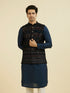 Manyavar Teal Velvet Nehru Jacket