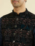 Manyavar Teal Velvet Nehru Jacket