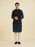 Manyavar Teal Velvet Nehru Jacket