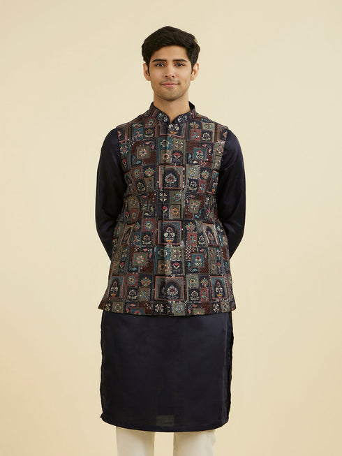 Manyavar Elegant Blue Nehru Jacket