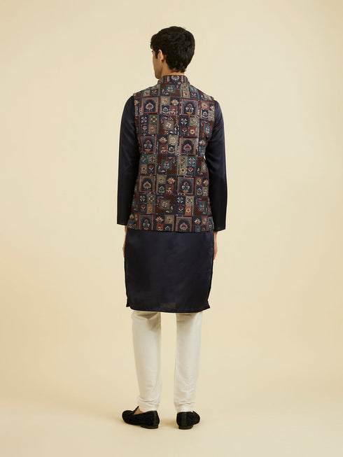 Manyavar Elegant Blue Nehru Jacket