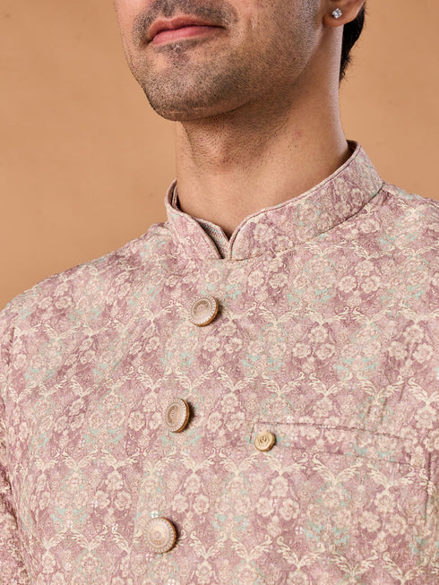Manyavar Dusty Pink Elegance Nehru Jacket