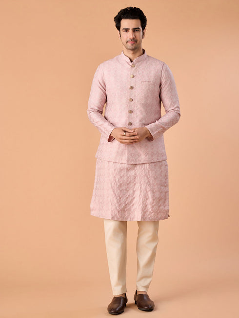 Manyavar Dazzling Dusty Pink Nehru Jacket