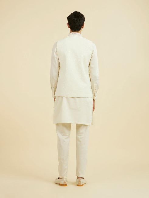 Manyavar Cream Elegance Nehru Jacket