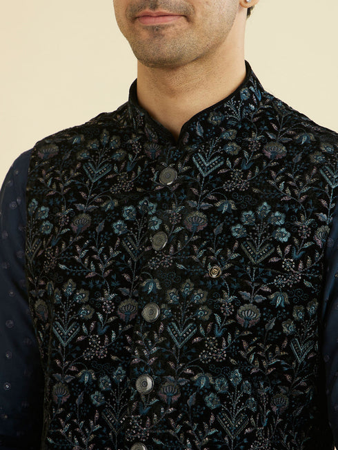 Manyavar Elegant Velvet Nehru Jacket