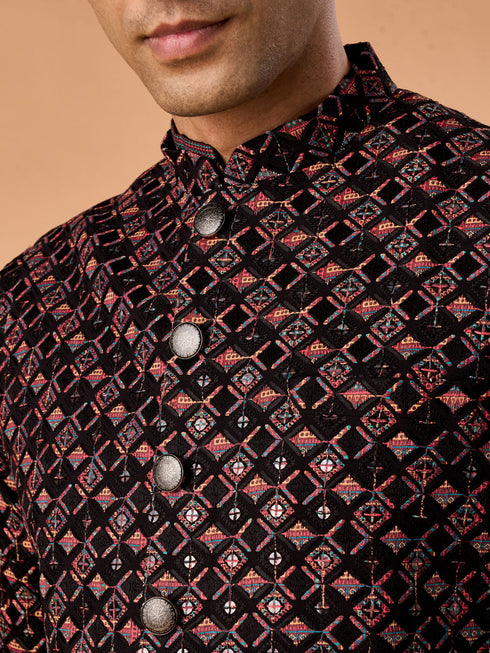 Manyavar Mesmerizing Black Nehru Jacket