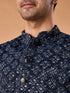 Manyavar Majestic Dark Blue Nehru Jacket