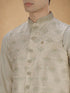 Manyavar Cream Silk Thread Embroidered Nehru Jacket