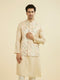 Manyavar Beige Brocade Nehru Jacket