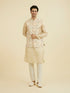 Manyavar Beige Brocade Nehru Jacket