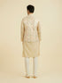Manyavar Beige Brocade Nehru Jacket