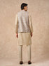 Manyavar Cream Brocade Nehru Jacket with Pocket Pin