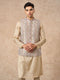 Manyavar Cream Brocade Nehru Jacket with Pocket Pin
