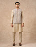 Manyavar Cream Brocade Nehru Jacket with Pocket Pin