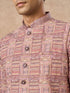 Manyavar Dusty Pink Blended Cotton Nehru Jacket