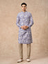 Manyavar Lilac Blended Cotton Printed Nehru Jacket