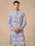 Manyavar Lilac Blended Cotton Printed Nehru Jacket