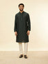 Manyavar Steel Grey Bel Buti Patterned Kurta Jacket Set
