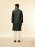 Manyavar Steel Grey Bel Buti Patterned Kurta Jacket Set