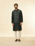 Manyavar Steel Grey Bel Buti Patterned Kurta Jacket Set