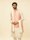 Manyavar Coral Pink Floral Patterned Kurta Jacket Set
