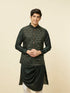 Manyavar Forest Green Mughal Motif Jacket Set
