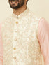 Manyavar Cream Pink Bel Buti Patterned Jacket Set
