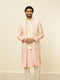 Manyavar Cream Pink Bel Buti Patterned Jacket Set
