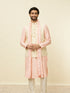 Manyavar Cream Pink Bel Buti Patterned Jacket Set