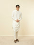 Manyavar Sesame White Thread Embroidered Kurta Jacket Set