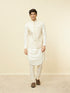 Manyavar Sesame White Thread Embroidered Kurta Jacket Set