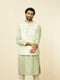 Manyavar Lime Green Self Patterned Jacket Set