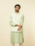 Manyavar Lime Green Self Patterned Jacket Set