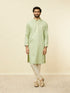 Manyavar Lime Green Self Patterned Jacket Set