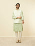 Manyavar Lime Green Self Patterned Jacket Set