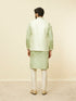 Manyavar Lime Green Self Patterned Jacket Set