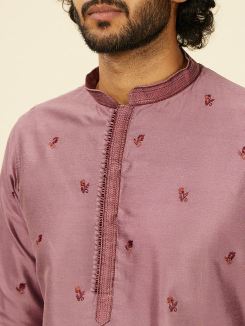 Manyavar Grape Wine and Lilac Kurta Jacket Set