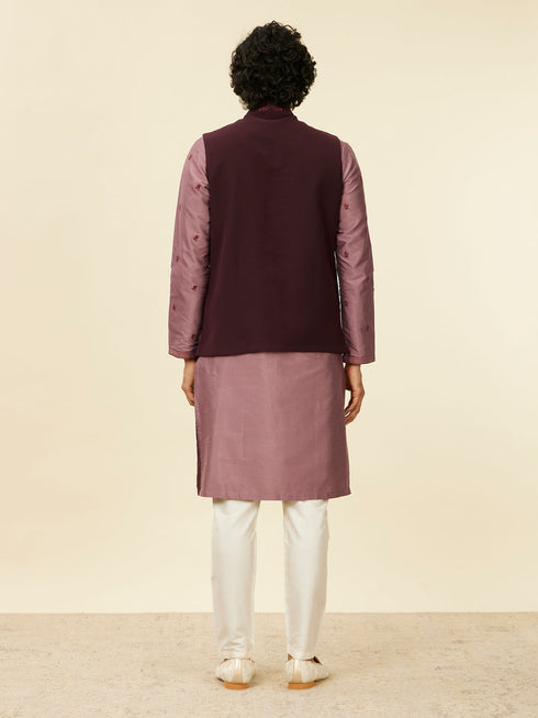 Manyavar Grape Wine and Lilac Kurta Jacket Set