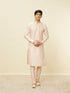 Manyavar Peach Pink Geometric Wave Patterned Jacket Set
