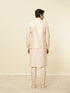 Manyavar Peach Pink Geometric Wave Patterned Jacket Set