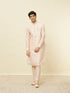 Manyavar Peach Pink Geometric Wave Patterned Jacket Set