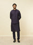 Manyavar Sapphire Blue Hexagon Patterned Jacket Set