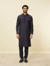 Manyavar Sapphire Blue Hexagon Patterned Jacket Set