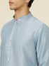 Manyavar Ice Blue Jaal Patterned Kurta Jacket Set
