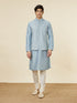 Manyavar Ice Blue Jaal Patterned Kurta Jacket Set