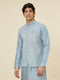 Manyavar Ice Blue Jaal Patterned Kurta Jacket Set