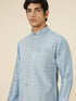 Manyavar Ice Blue Jaal Patterned Kurta Jacket Set