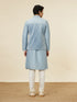 Manyavar Ice Blue Jaal Patterned Kurta Jacket Set
