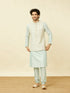 Manyavar Cream Light Green Bel Buti Patterned Jacket Set